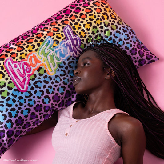 Lisa Frank x Kitsch Rainbow Leopard Satin Pillowcase — King — flat