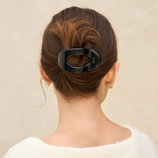 KITSCH Black Flat Cloud Clip Medium — model hair shot, styled updo