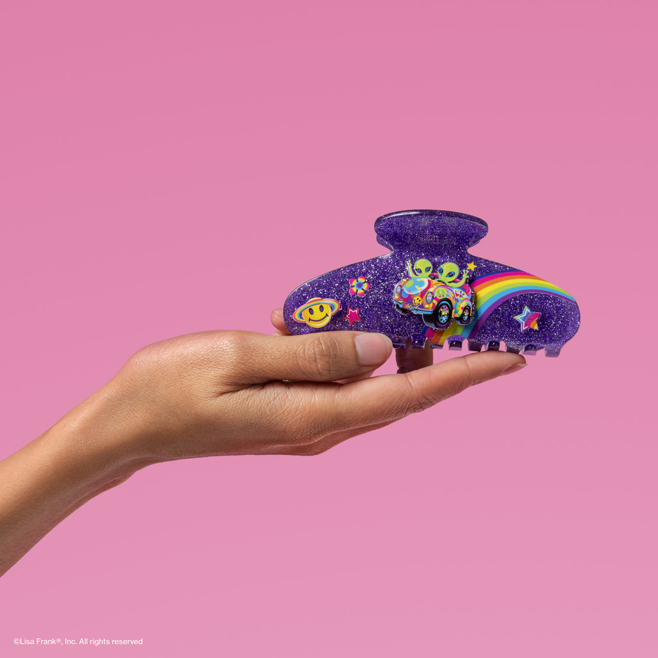 Lisa Frank x Kitsch Glitter Claw Clip Zoomer Zorbit - on-model lifestyle