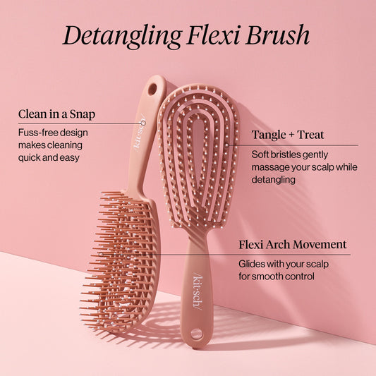 Kitsch Terracotta Detangling Flexi Brush with packaging and a 5-star customer review