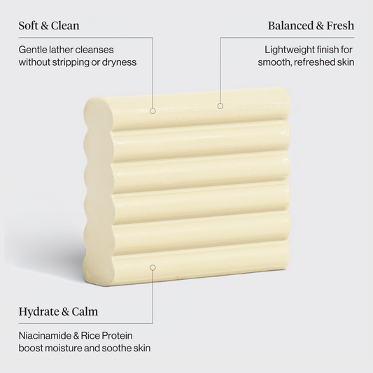 KITSCH Rice Water Protein Face & Body Wash Bar — product benefits infographic