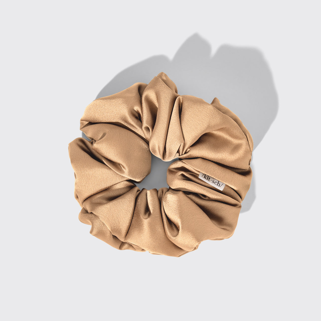 KITSCH Pillow Scrunchies® in Satin 4pc - Blush — angled view — plush satin scrunchies in soft blush tones — perfect for all hair types and textures