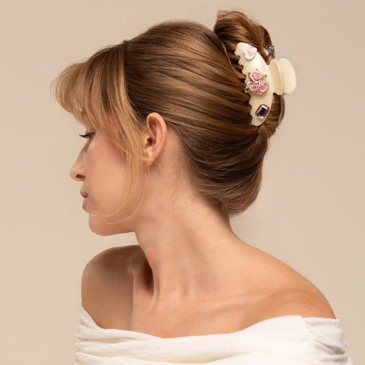 KitschPop Curved Claw Clip Pearlized Cream - on-model lifestyle #2