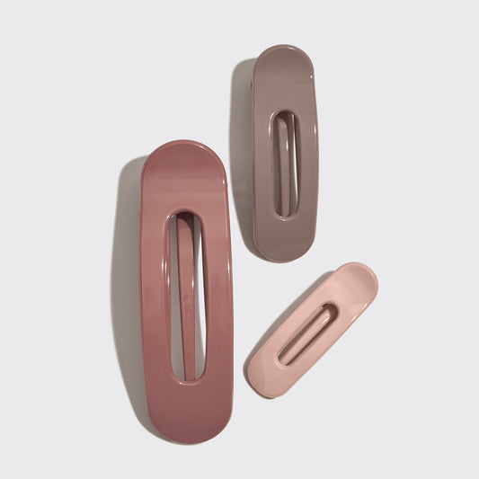 KITSCH Terracotta Ultra Glossy Flat Lay Claw Clips 3pc — product flat lay