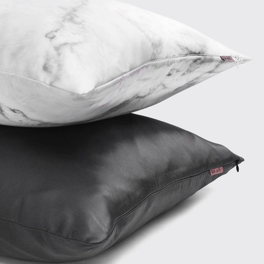 KITSCH Charcoal Standard Satin Pillowcase — lifestyle view