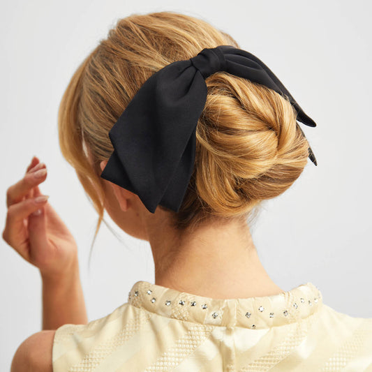 KITSCH Black Bow Hair Clip — model hair shot