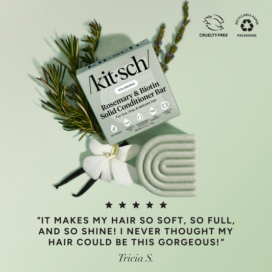 KITSCH Rosemary & Biotin Volumizing Conditioner Bar with 5-star customer review – boosts volume and shine in fine hair