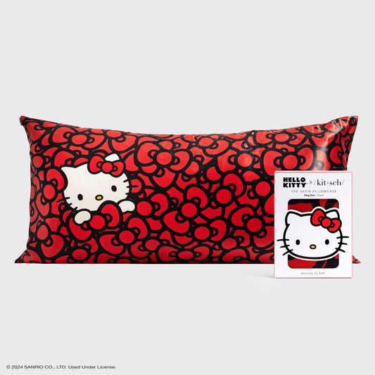 Hello Kitty x KITSCH Kitty Bathes in a Sea of Bows King Satin Pillowcase — hero view
