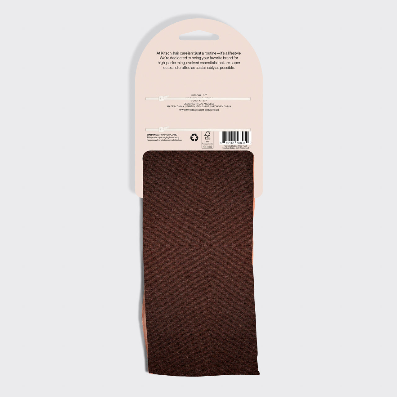 KITSCH Rosewood Wide Twist Headbands 2pc Set — elevated twist detail for volume and style, soft recycled fabric