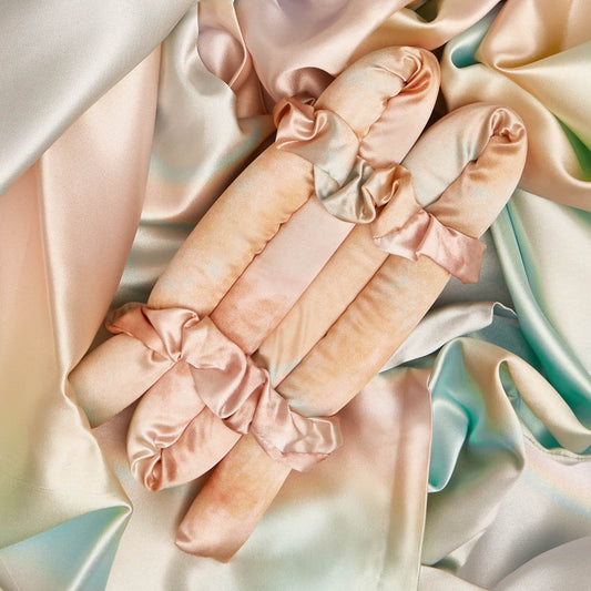 KITSCH Satin Heatless Curling Set + Satin Pillowcase — creative product shoot — complete overnight hair care routine