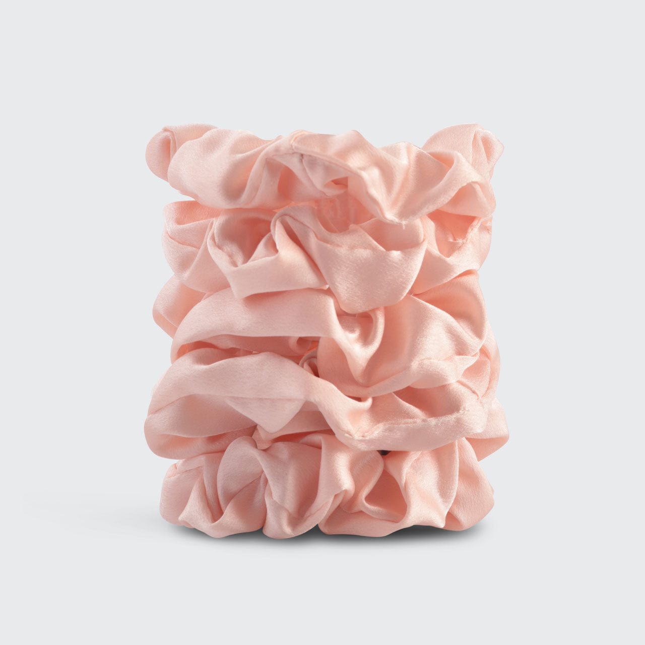 KITSCH Satin Sleep Scrunchies in Blush — flat lay of blush pink satin sleep scrunchies — eco-friendly OEKO-TEX® certified satin for overnight wear