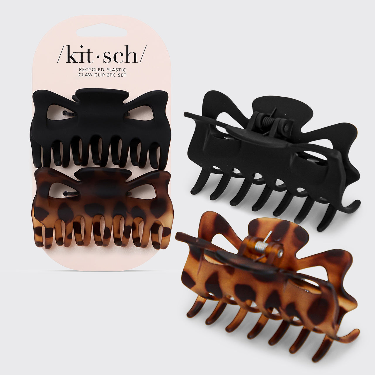 KITSCH Black & Tort Claw Clips 2pc Set Large - hero product shot