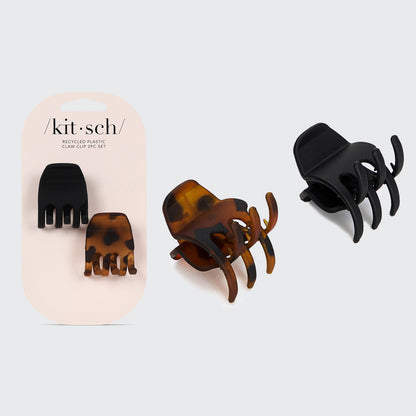 KITSCH Black & Tort Claw Clips 2pc Set Medium - packaging flat lay