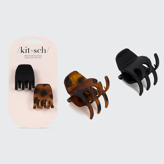KITSCH Black & Tort Claw Clips 2pc Set Medium - packaging flat lay
