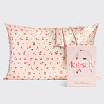 Kitsch Satin Pillowcase in Cherry Print – standard-size cherry-pattern pillowcase on a soft neutral background