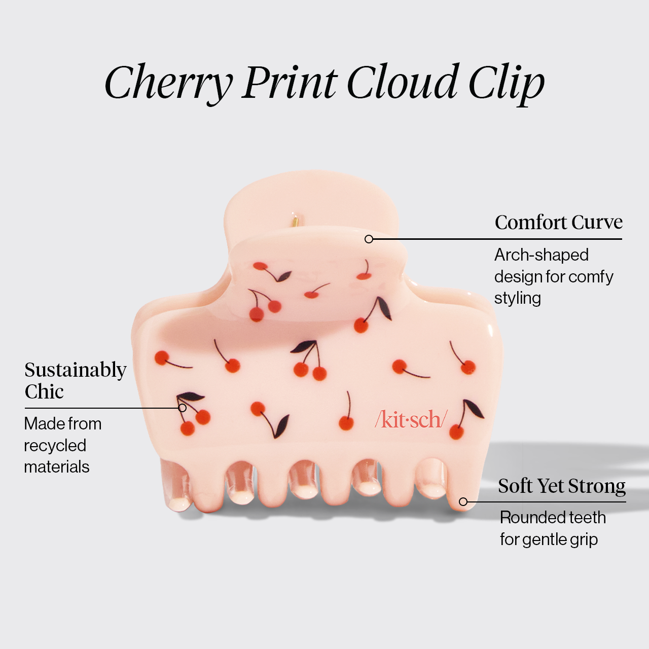 KITSCH Cherry Print Cloud Claw Clip - product infographic