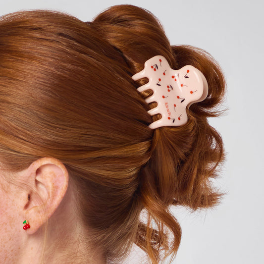 KITSCH Cherry Print Cloud Claw Clip - on-model lifestyle