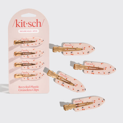 KITSCH Creaseless Clips 4pc Cherry Print — Hero