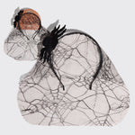 KITSCH Spiderweb Veil Headband — hero product shot of intricate spiderweb lace veil headband — bold Halloween accessory for a fashion-forward finish