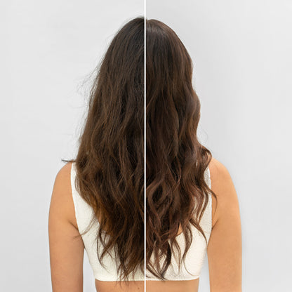 KITSCH Smoothing Air Dry Cream — before and after model back view — Enhances the appearance of natural texture and locks down frizz for up to 24 hours — for effortless, heat-free styling