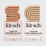 KITSCH Repairing Argan Oil Shampoo & Conditioner Bar Combo — hero product shot — Formulated with Everbond® clinically proven to help reverse and repair hair damage — free of parabens, phthalates, silicones and sulfates, pH balanced and safe for color-treated hair