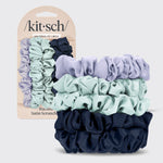 KITSCH Garden Bouquet Ruched Satin Scrunchies 5pc Set — hero product shot — 5 ruched satin scrunchies in garden bouquet floral tones — silky texture with gentle snag-free hold