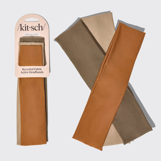 KITSCH Sedona Active Headbands 3pc Set — hero product shot in warm sedona-inspired hues — soft, stretchy design keeps hair in place during workouts and lounging