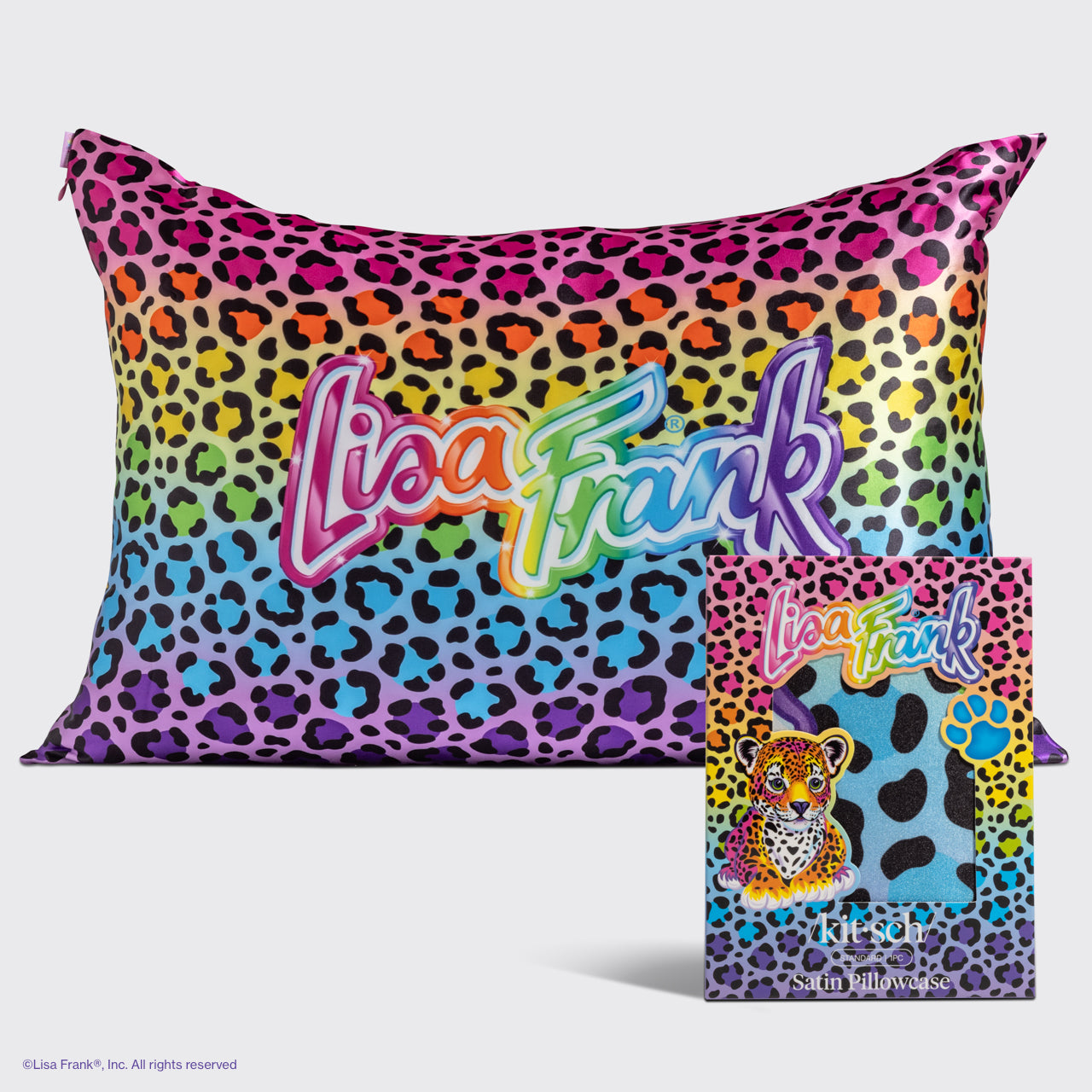 Lisa Frank x Kitsch Rainbow Leopard Satin Pillowcase — Standard — hero