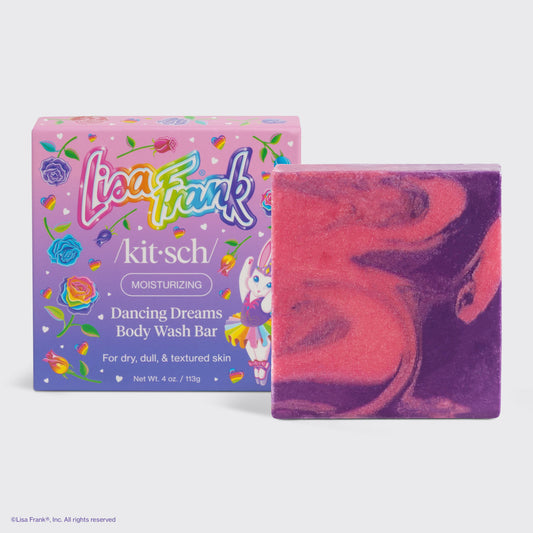 KITSCH Lisa Frank x Kitsch Dancing Dreams Body Wash Bar — hero product shot — Gentle yet effective body wash cleanses without stripping, perfect for daily use — sudsy lather for a soft, luxurious cleanse