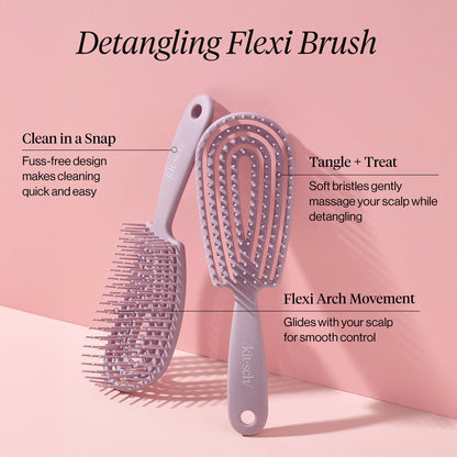 Kitsch Soft Violet Detangling Flexi Brush with packaging and a 5-star customer review