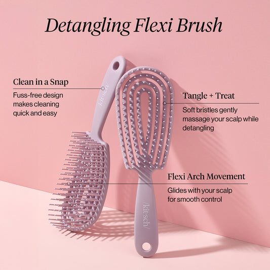 Kitsch Soft Violet Detangling Flexi Brush with packaging and a 5-star customer review