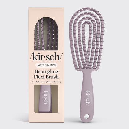 Kitsch Soft Violet Detangling Flexi Brush on a soft neutral background – flexible bristles for gentle detangling