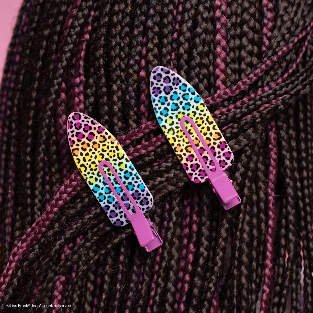 Lisa Frank x KITSCH XL Creaseless Clips Rainbow Leopard — Model 2