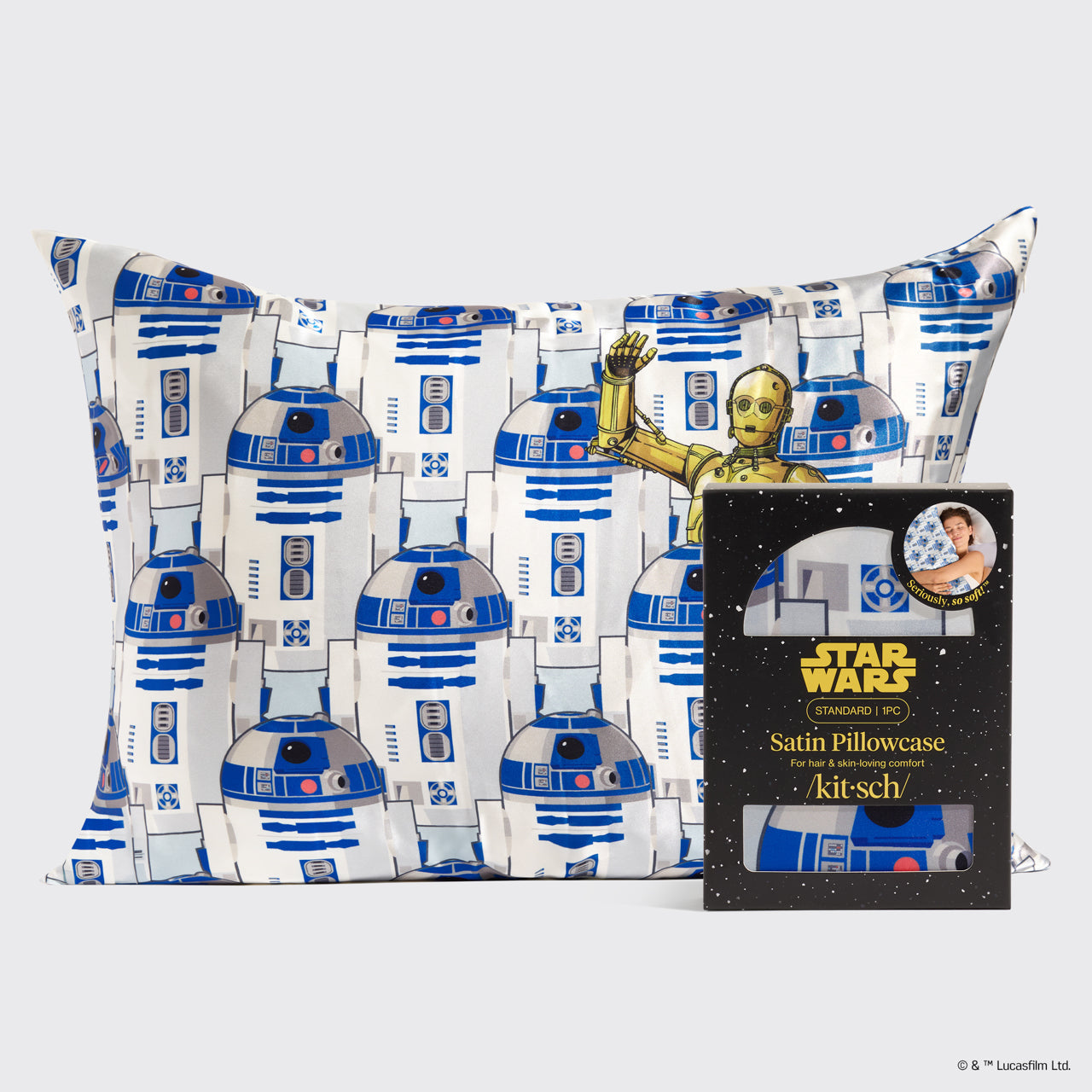 Star Wars x Kitsch R2-D2 & C-3PO Satin Pillowcase — Standard — hero