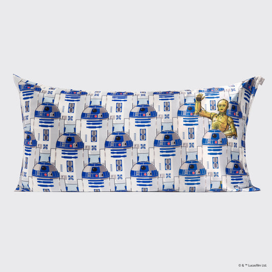Star Wars x Kitsch R2-D2 & C-3PO Satin Pillowcase — King — flat