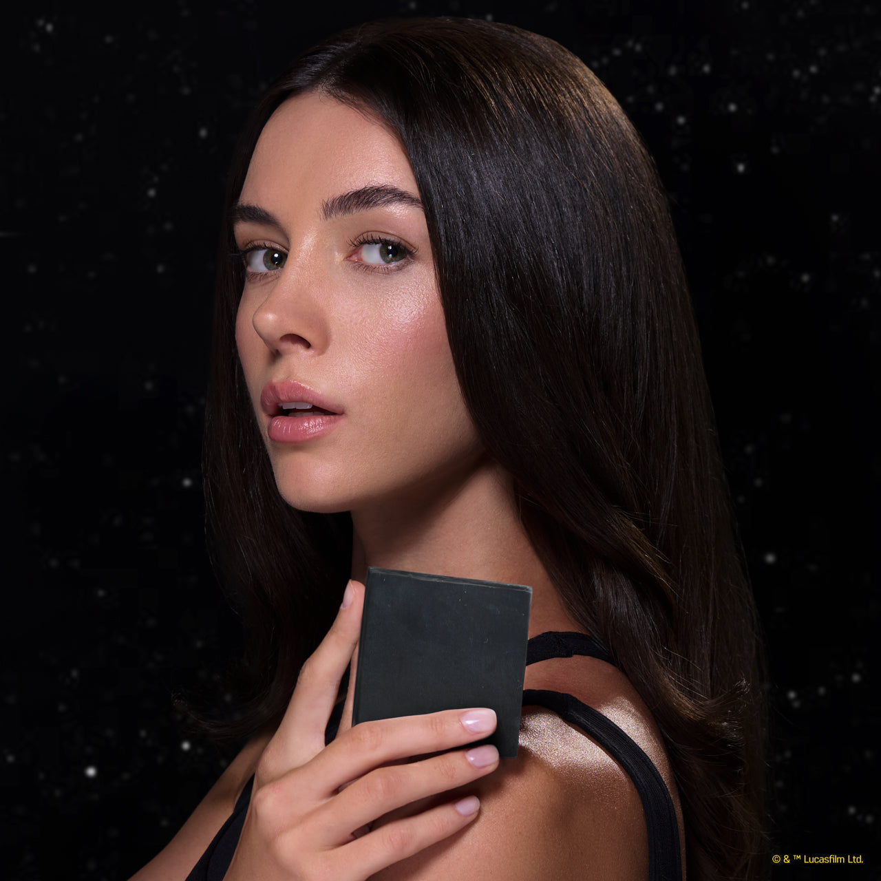 KITSCH Star Wars™ & Kitsch Charcoal Detoxifying Solid Body Wash Darth Detox — model using bar in shower — Creates a mild, gentle lather to cleanse & reinvigorate your skin without stripping or drying it out — features Darth Vader-inspired design