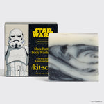 KITSCH Star Wars™ & Kitsch Shea Butter Moisturizing Solid Body Wash Stormtrooper Swirl — hero product shot — Super-hydrating formula moisturizes your skin for mission-ready smoothness — small plant-derived exfoliants gently exfoliate to reveal softer skin
