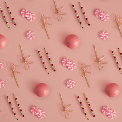 Red, Pink, & Green Gemstone and Bow Bobby Pins