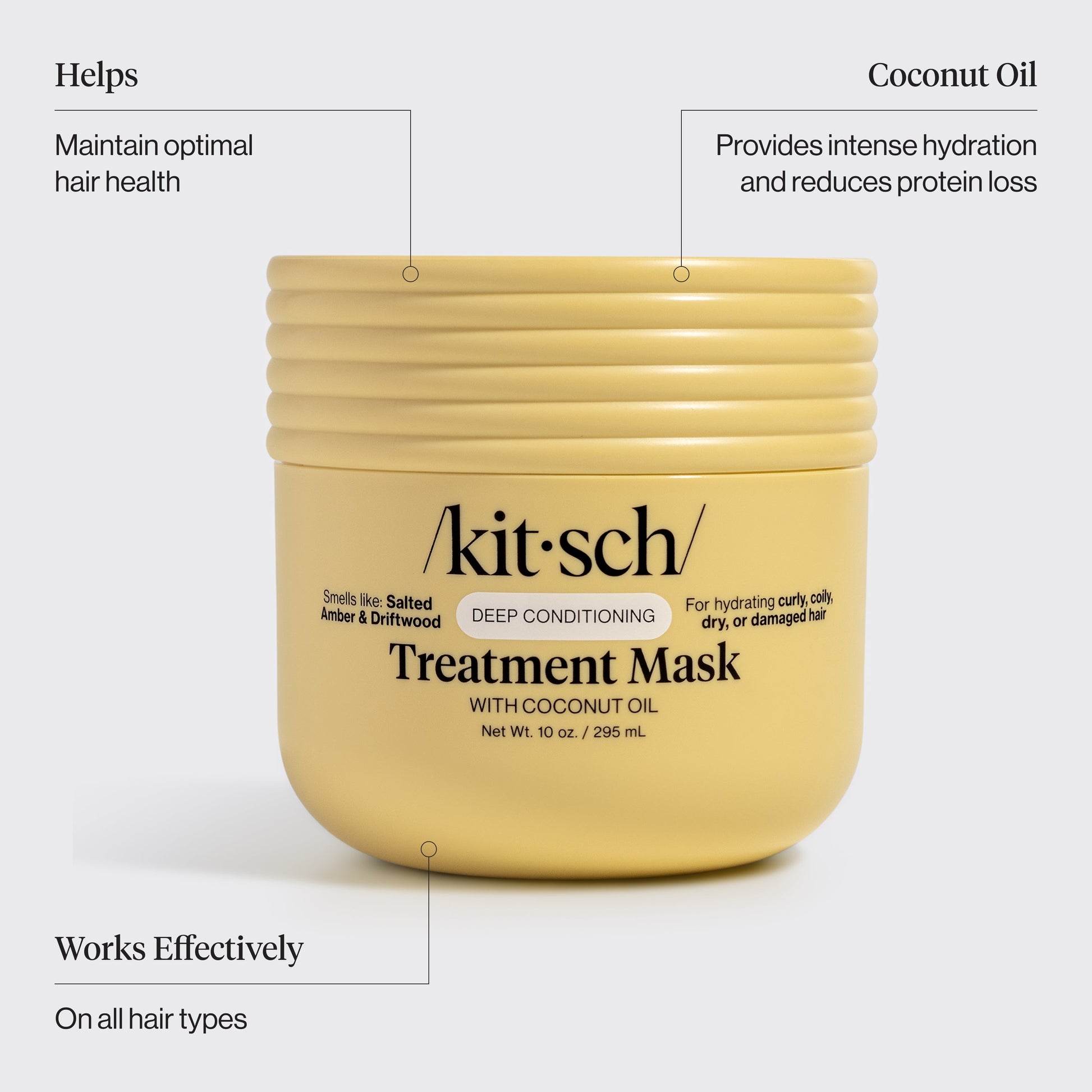 KITSCH Coconut Oil Hair Mask ingredients and benefits infographic