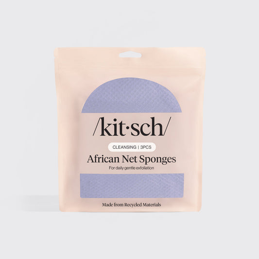 Model using Ocean Blue African Net Sponge showing full stretch reach