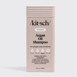 KITSCH Repairing Argan Oil Shampoo 12 fl. oz. — labeled REPAIRING, For damaged, weak, & brittle hair — icons: Bio-Based, Nontoxic, Sustainably Sourced, Cruelty-Free — Formulated with Terabond™ to help reconnect hair bonds & Hydrolyzed Oat Protein to lock in moisture, improve softness, and add shine