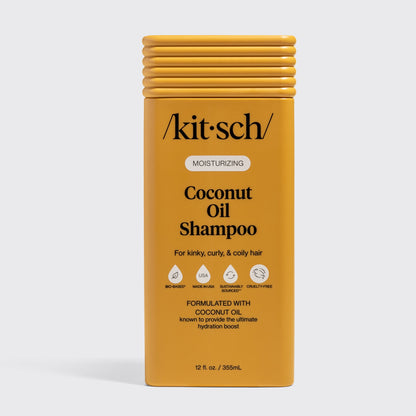 KITSCH Moisturizing Coconut Oil Shampoo 12 fl oz yellow bottle for kinky, curly & coily hair