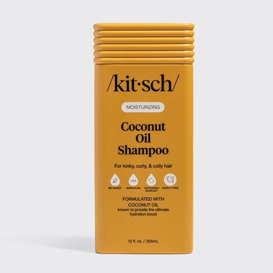 KITSCH Moisturizing Coconut Oil Shampoo 12 fl oz yellow bottle for kinky, curly & coily hair