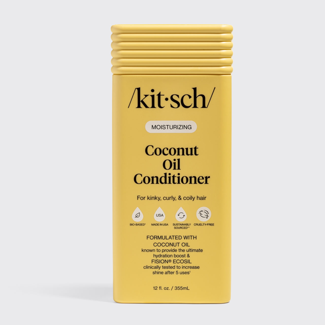 KITSCH Moisturizing Coconut Oil Conditioner 12 fl oz yellow bottle for kinky, curly & coily hair