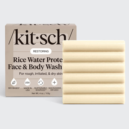 KITSCH Rice Water Protein Restoring Face & Body Wash Bar — hero product shot on white background