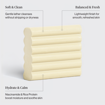 KITSCH Rice Water Protein Face & Body Wash Bar — product benefits infographic
