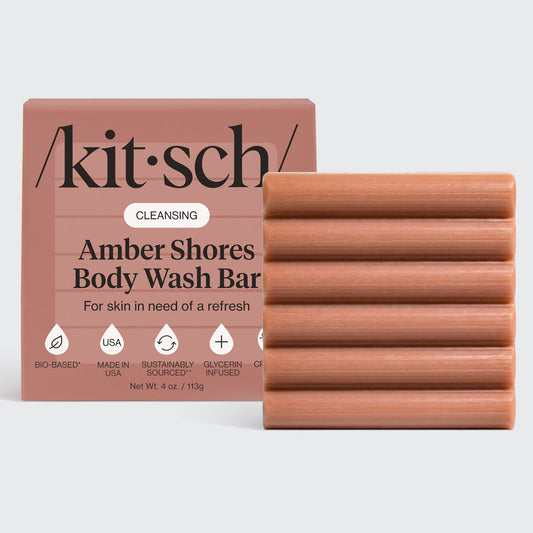 KITSCH Cleansing Amber Shores Body Wash Bar — hero product shot — Gentle yet effective body wash cleanses without stripping, perfect for daily use — infused with breezy notes of sea salt, amber, and driftwood