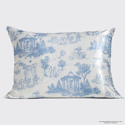 Bridgerton x Kitsch Garden Toile Satin Pillowcase — Standard — lifestyle 3