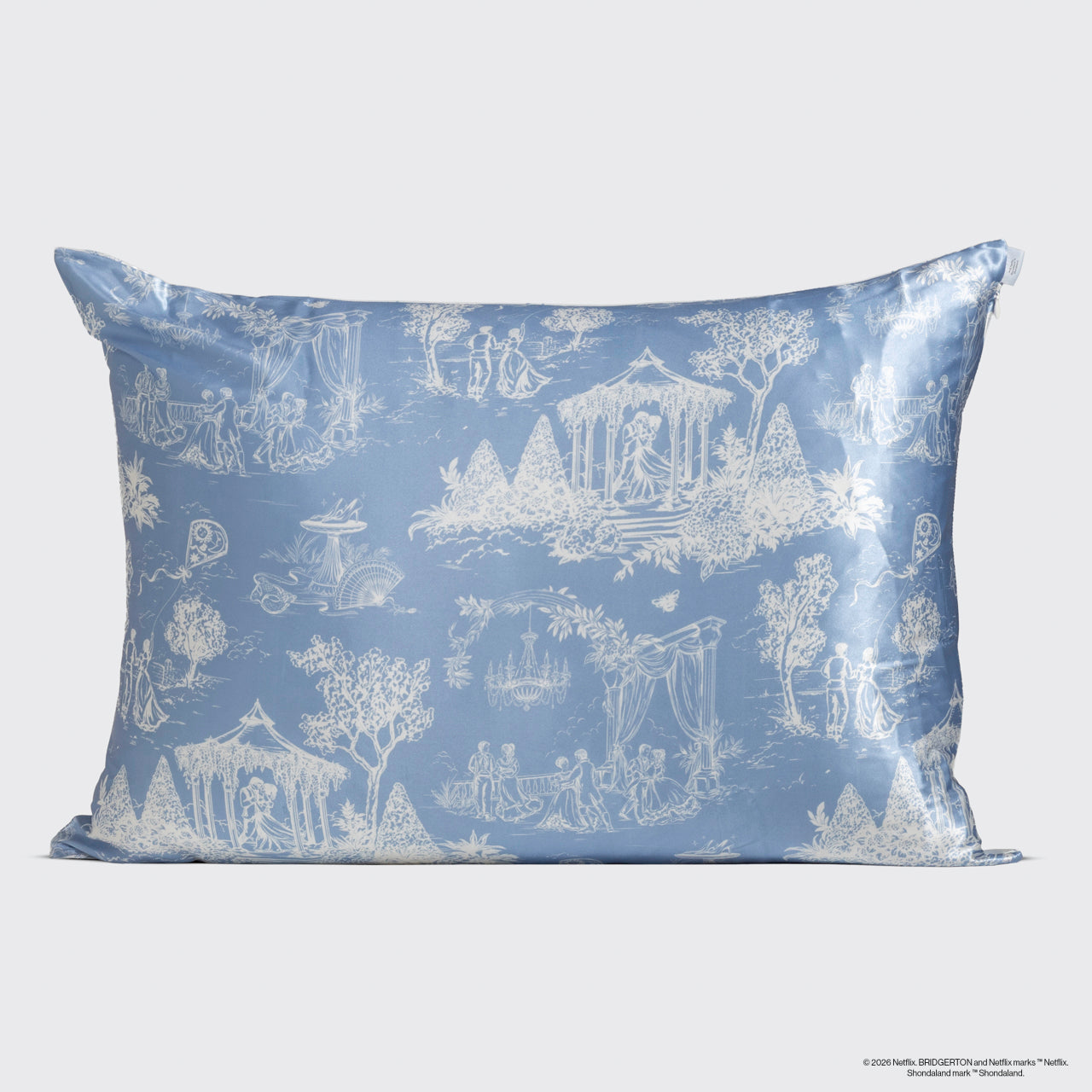 Bridgerton x Kitsch Garden Toile Satin Pillowcase — Standard — lifestyle 1