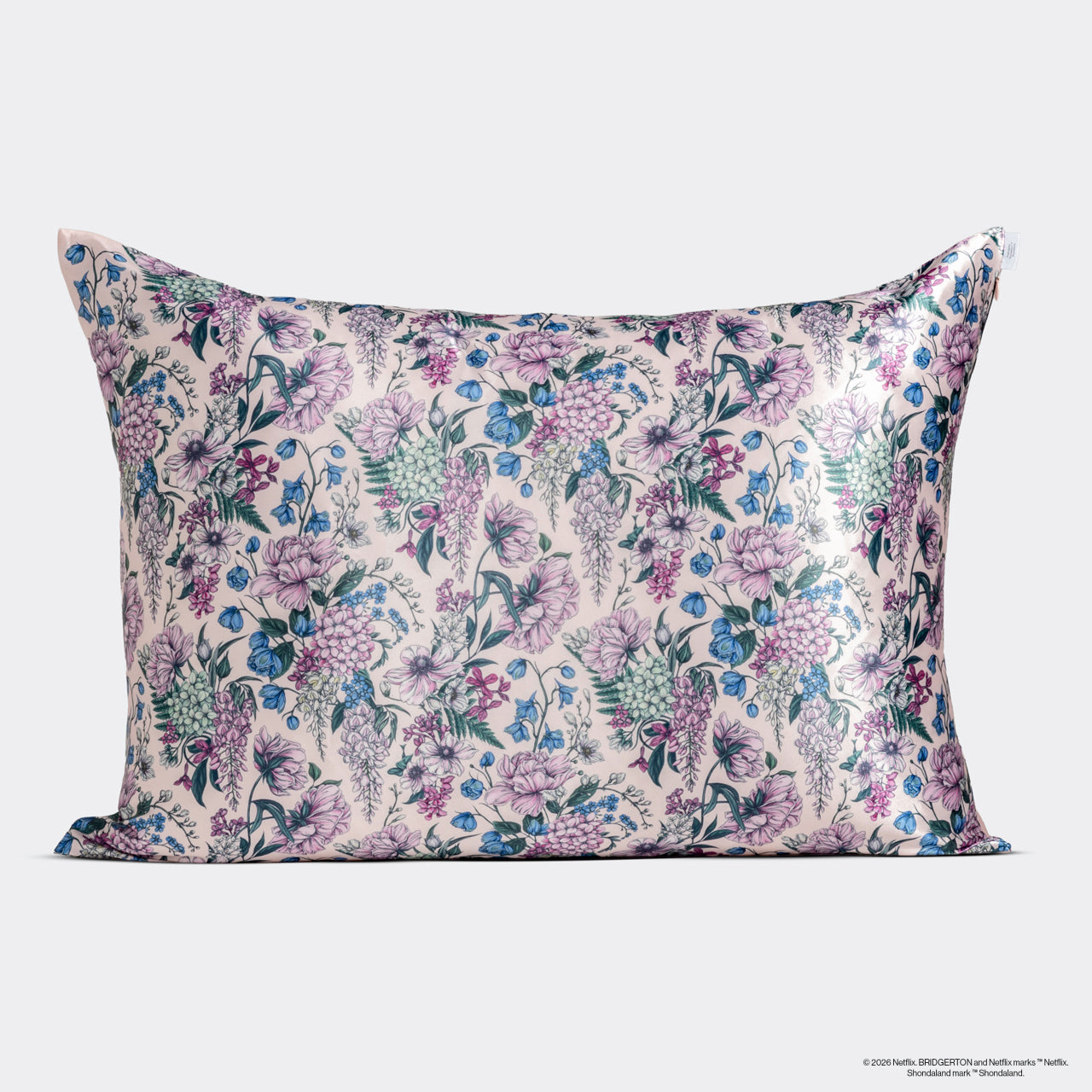 Bridgerton x Kitsch Wisteria Satin Pillowcase — Standard — flat